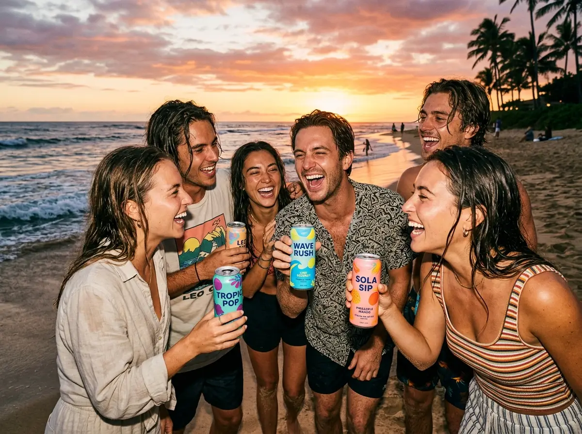 Sparkling water campaign featuring a licensed likeness